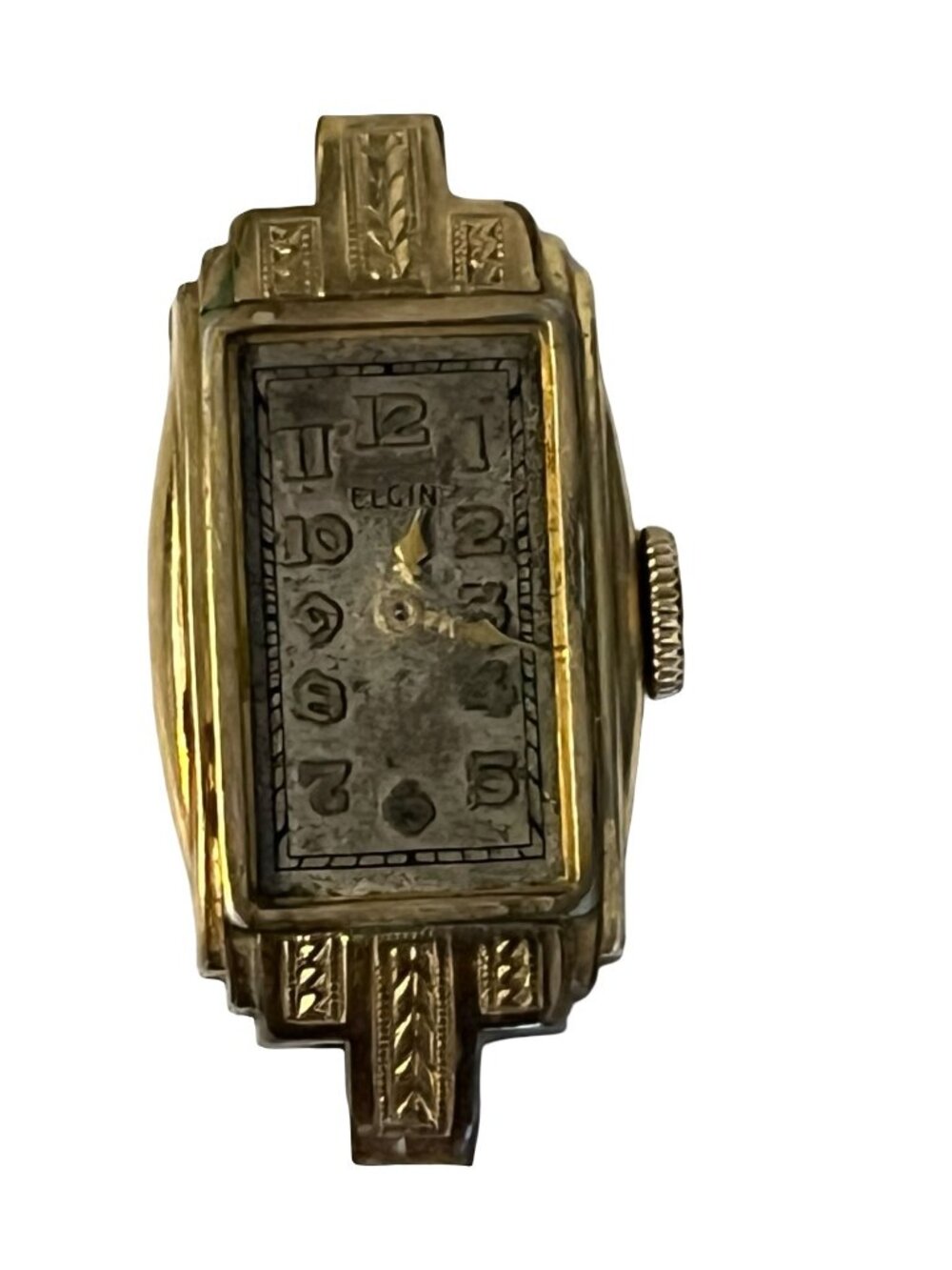 Vintage Elgin Art Deco Wristwatch Gold Filled Rectangular Case 1.25 Inch Unteste